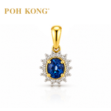 POH KONG 835/20K Yellow Gold Blue Sapphire With Diamond Pendant