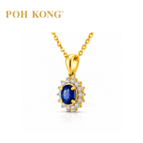 POH KONG 835/20K Yellow Gold Blue Sapphire With Diamond Pendant