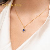 POH KONG 835/20K Yellow Gold Blue Sapphire With Diamond Pendant
