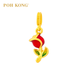 POH KONG 916/22K Yellow Gold Enamel Rose Pendant