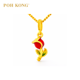 POH KONG 916/22K Yellow Gold Enamel Rose Pendant