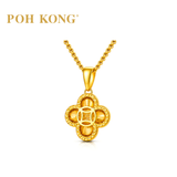 POH KONG 916/22K Yellow Gold Ancient Coin Flower Pendant