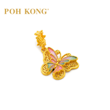 POH KONG 916/22K Yellow Gold Butterfly With Pink And Green Enamel Pendant