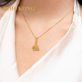 POH KONG 916/22K Yellow Gold Butterfly With Pink And Green Enamel Pendant
