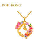 POH KONG 916/22K Yellow Gold Garden Wreath With Enamel Pendant