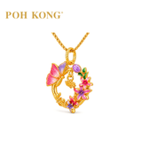 POH KONG 916/22K Yellow Gold Garden Wreath With Enamel Pendant