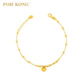 POH KONG 916/22K Yellow Gold Heart Charm Bead Bracelet
