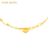 POH KONG 916/22K Yellow Gold Heart Charm Bead Bracelet