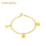 POH KONG 916/22K Yellow Gold Triple Fortune Charm Bracelet