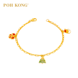 POH KONG 916/22K Yellow Gold Double Chain Bracelet with Christmas Charms