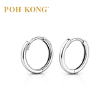 POH KONG 375/9K White Gold Classic Hoop Earrings