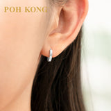 POH KONG 375/9K White Gold Shattered Ice Hoop Earrings