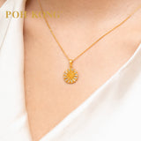 POH KONG 916/22K Yellow Gold Holographic Sunflower Pendant