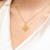 POH KONG 916/22K Yellow Gold Holographic Quatrefoil Flower Pendant