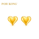POH KONG 916/22K Yellow Gold Classic Heart Stud Earrings