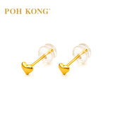 POH KONG 916/22K Yellow Gold Classic Heart Stud Earrings