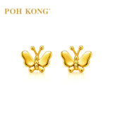 POH KONG 916/22K Yellow Gold Fluttering Butterfly Stud Earrings