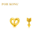 POH KONG 916/22K Yellow Gold Cupid's Heart & Arrow Earrings