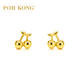 POH KONG 916/22K Yellow Gold Golden Cherry Stud Earrings