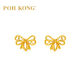 POH KONG 916/22K Yellow Gold Butterfly Ribbon Stud Earrings
