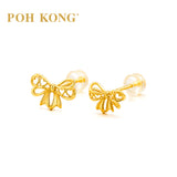 POH KONG 916/22K Yellow Gold Butterfly Ribbon Stud Earrings