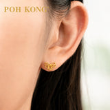 POH KONG 916/22K Yellow Gold Butterfly Ribbon Stud Earrings