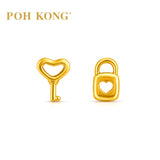 POH KONG 916/22K Yellow Gold Key and Lock Stud Earrings