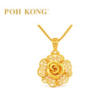 POH KONG 916/22K Yellow Gold Happy Love Eternal Rose Pendant