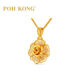 POH KONG 916/22K Yellow Gold Happy Love Eternal Rose Pendant