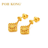 POH KONG 916/22K Yellow Gold Happy Love Peace & Prosperity Drop Earrings