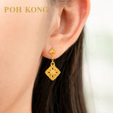 POH KONG 916/22K Yellow Gold Happy Love Peace & Prosperity Drop Earrings