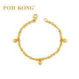 POH KONG 916/22K Yellow Gold Triple Heart Beaded Gold Bracelet