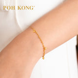 POH KONG 916/22K Yellow Gold Triple Heart Beaded Gold Bracelet