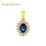POH KONG 750/18K Yellow Gold Blue Sapphire With Diamond Pendant