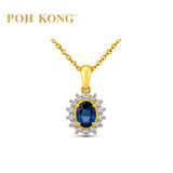 POH KONG 750/18K Yellow Gold Blue Sapphire With Diamond Pendant