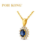 POH KONG 750/18K Yellow Gold Blue Sapphire With Diamond Pendant