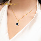 POH KONG 750/18K Yellow Gold Blue Sapphire With Diamond Pendant