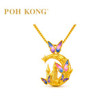 POH KONG 916/22K Yellow Gold Butterfly Moon Castle Pendant