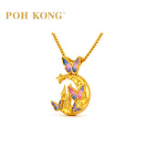POH KONG 916/22K Yellow Gold Butterfly Moon Castle Pendant