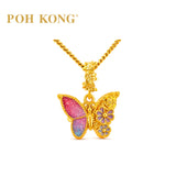 POH KONG 916/22K Yellow Gold Enchanted Butterfly Bloom Pendant
