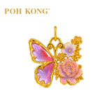 POH KONG 916/22K Yellow Gold Blooming Butterfly Rose Pendant