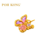 POH KONG 916/22K Yellow Gold Blooming Butterfly Rose Pendant