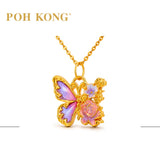 POH KONG 916/22K Yellow Gold Blooming Butterfly Rose Pendant
