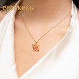 POH KONG 916/22K Yellow Gold Blooming Butterfly Rose Pendant