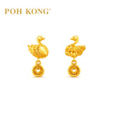 POH KONG 916/22K Yellow Gold Happy Love Eternal Swan Union Gold Earring