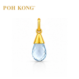 POH KONG 750/18K Yellow Gold Droplet Blue Topaz Pendant