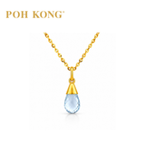 POH KONG 750/18K Yellow Gold Droplet Blue Topaz Pendant