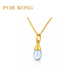 POH KONG 750/18K Yellow Gold Droplet Blue Topaz Pendant