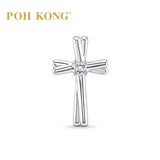 POH KONG 750/18K White Gold With Diamond Intertwined Ribbon Cross Pendant