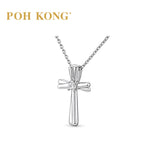 POH KONG 750/18K White Gold With Diamond Intertwined Ribbon Cross Pendant